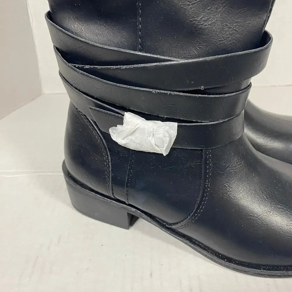 St. John's Bay Douglas Black Knee High Riding Boots Size 7.5 Women NWOB